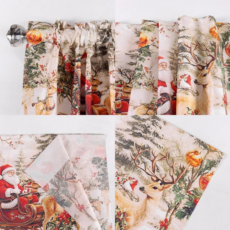 Christmas Curtain Valance - Festive Rod Pocket Window Treatment
