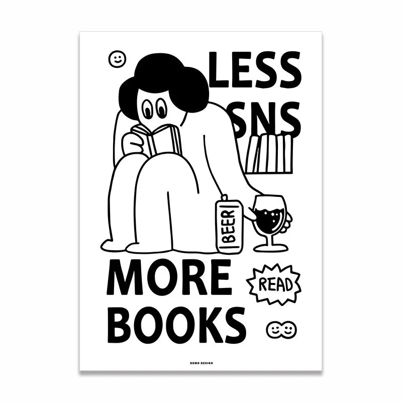 Cartoon Canvas Poster - Better Than Cheese, Coffee Time, Book & Beer