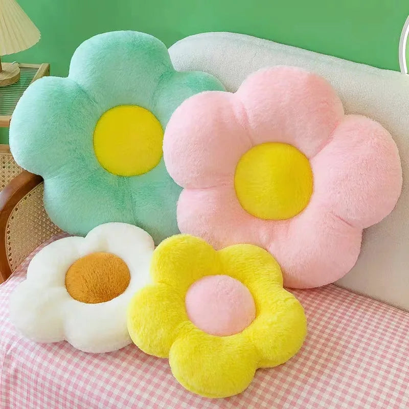Soft Floral Decorative Pillow - Daisy Flower Plush Cushion