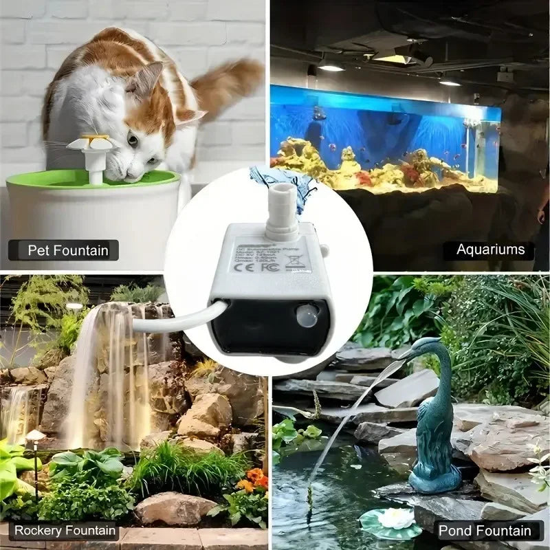 Silent USB Pet Water Fountain Pump with LED Light