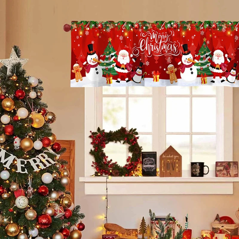 Christmas Curtain Valance - Festive Rod Pocket Window Treatment