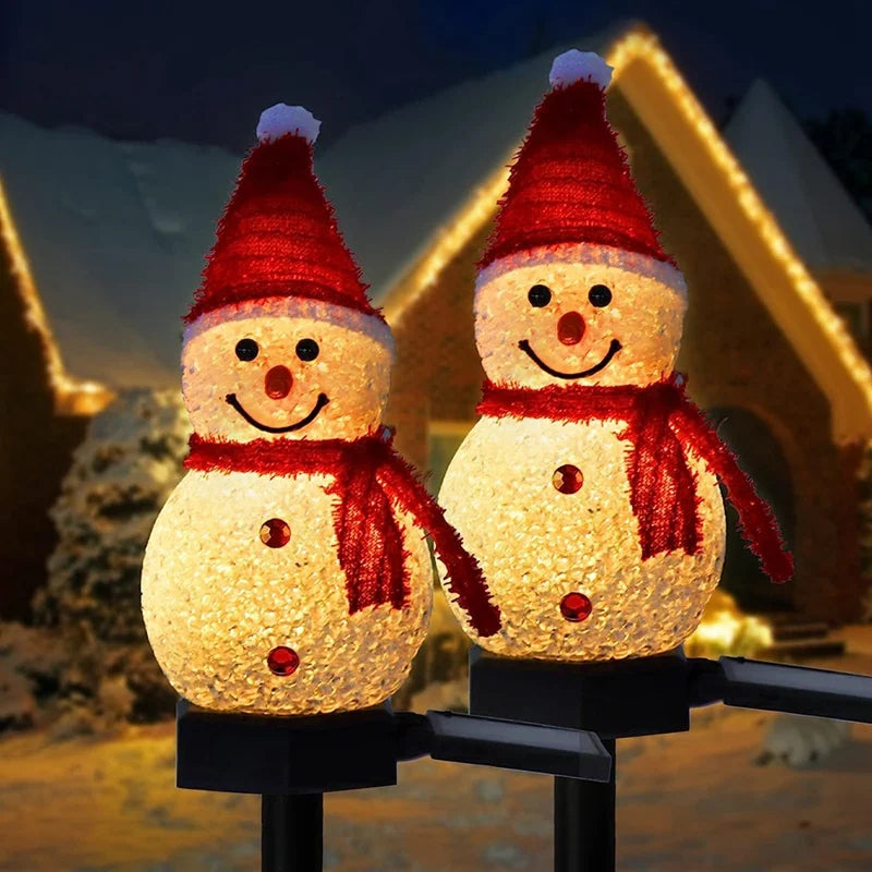 Solar Snowman Christmas Lights for Outdoor Patio and Lawn Decoration