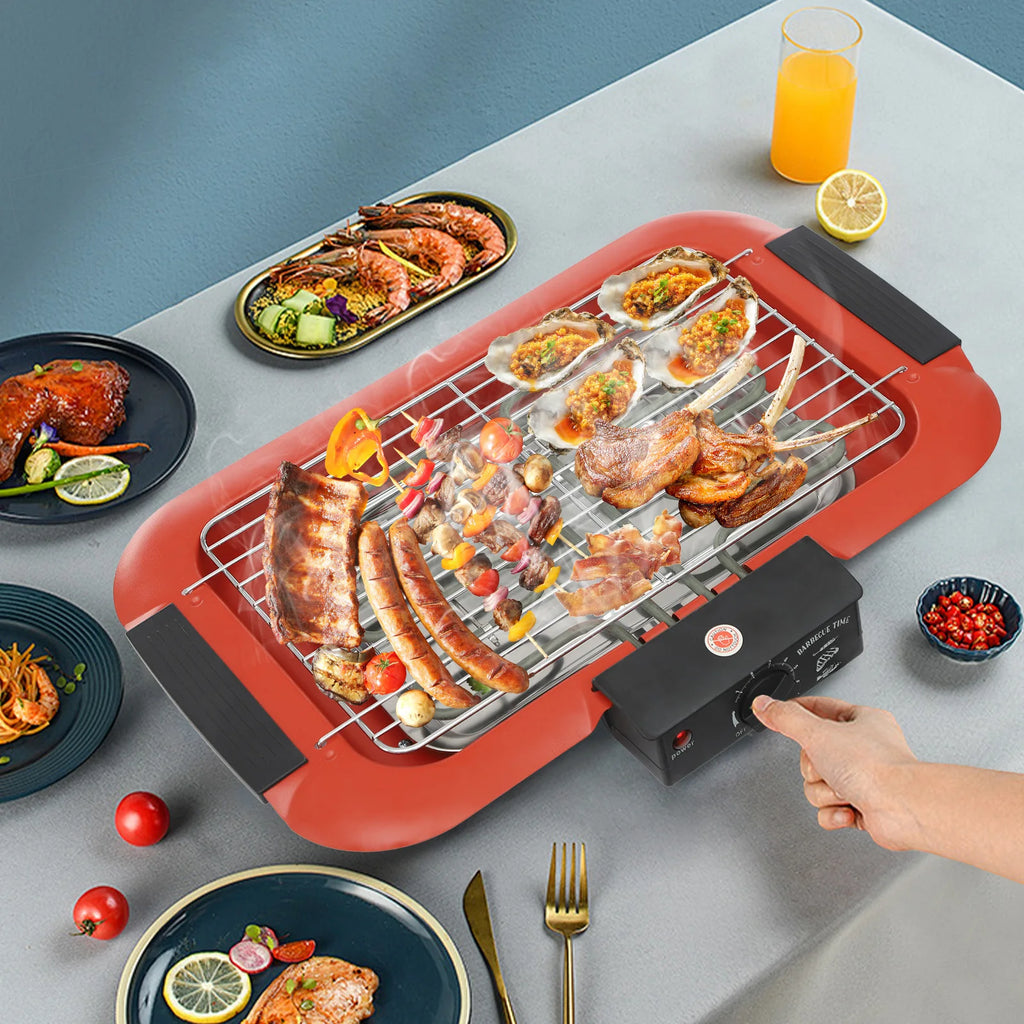 Stainless Steel Electric Table Grill with Adjustable Temp