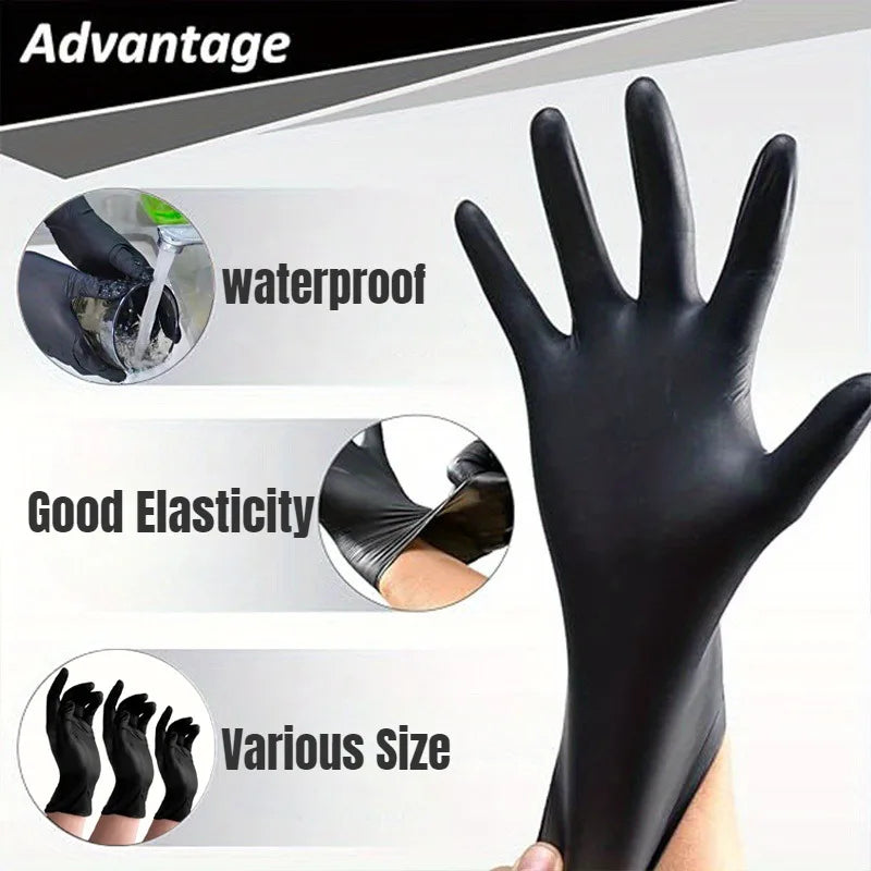 Black Nitrile Gloves for Kitchen & Bathroom Cleaning - 30/50/100PCS