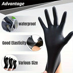 Black Nitrile Gloves for Kitchen & Bathroom Cleaning - 30/50/100PCS