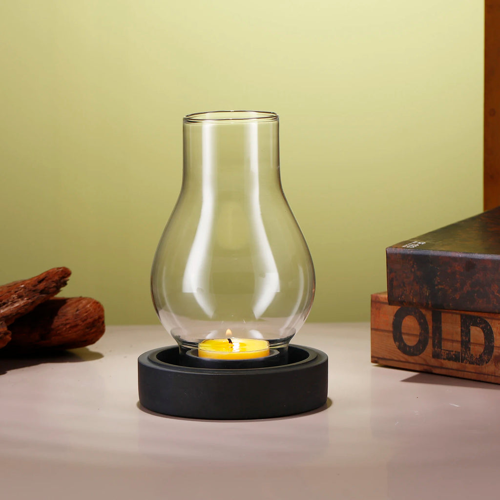 Stylish Glass Candlestick Holders with Stone Base - Perfect for Home & Weddings