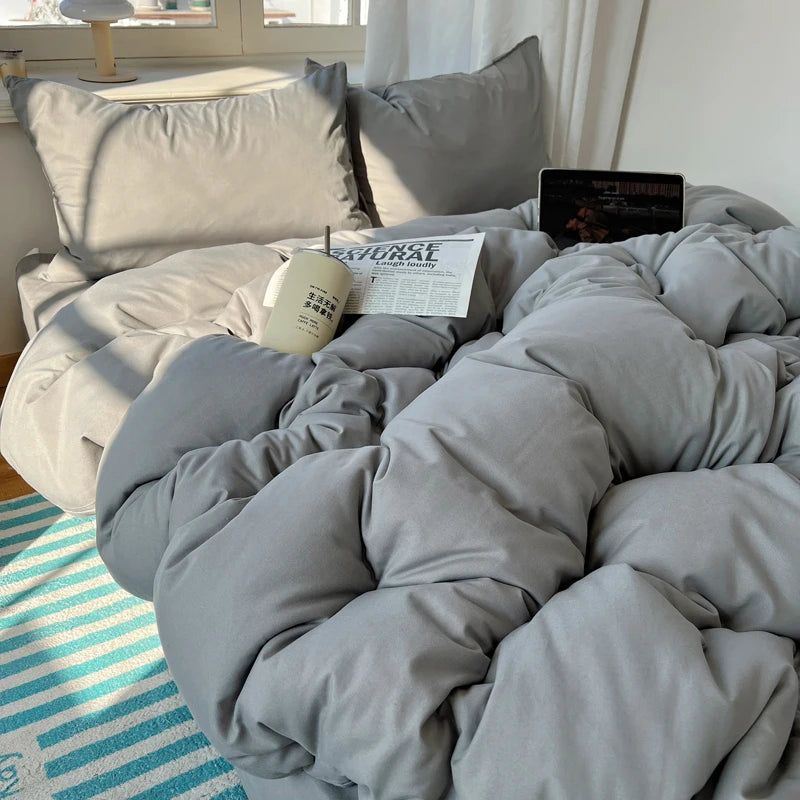 4-Piece Cotton Bedding Set - Duvet Cover & Pillowcases