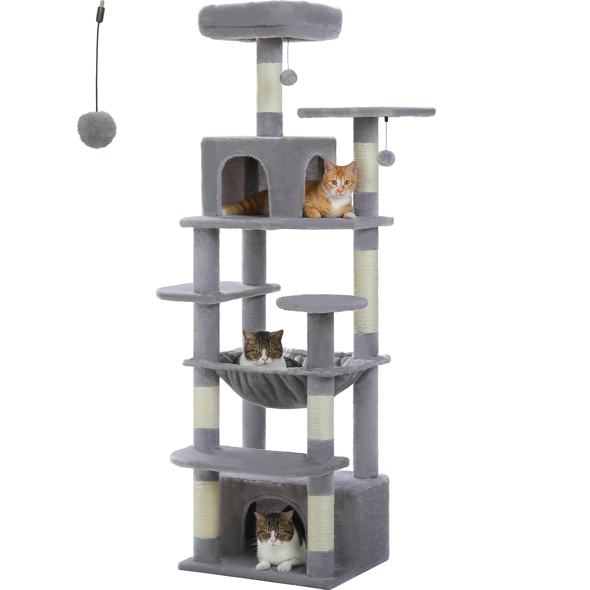 Large Cat Tree with Hammock & Scratching Posts for Indoor Cats