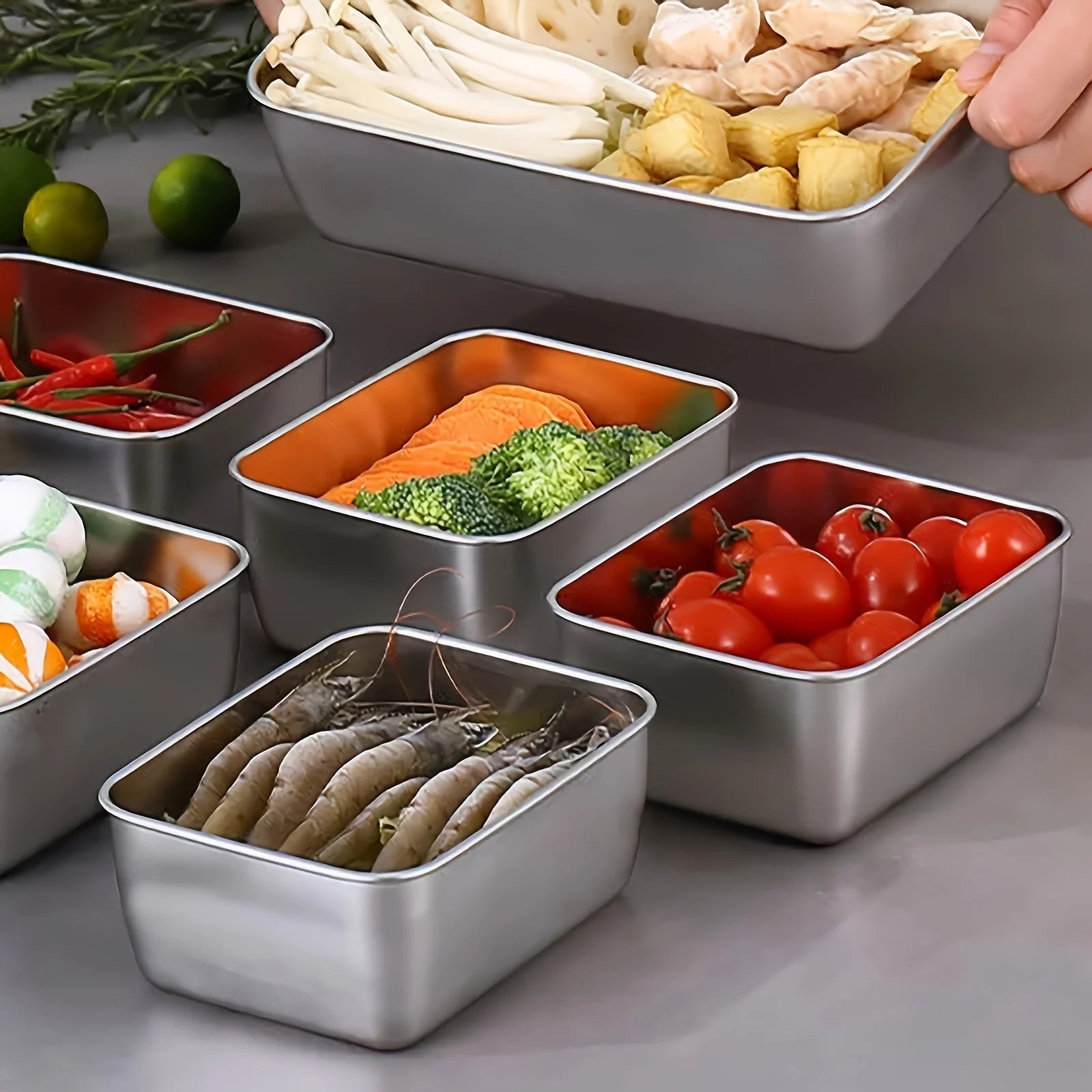 Leakproof Stainless Steel Food Storage Containers - 6-Piece Set