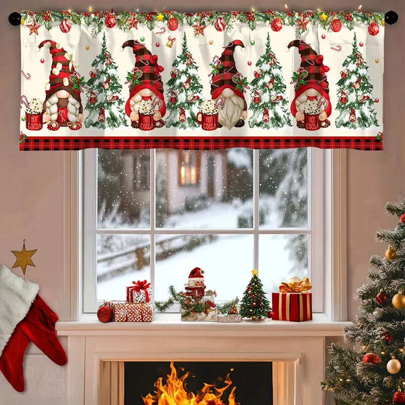 Christmas Curtain Valance - Festive Rod Pocket Window Treatment