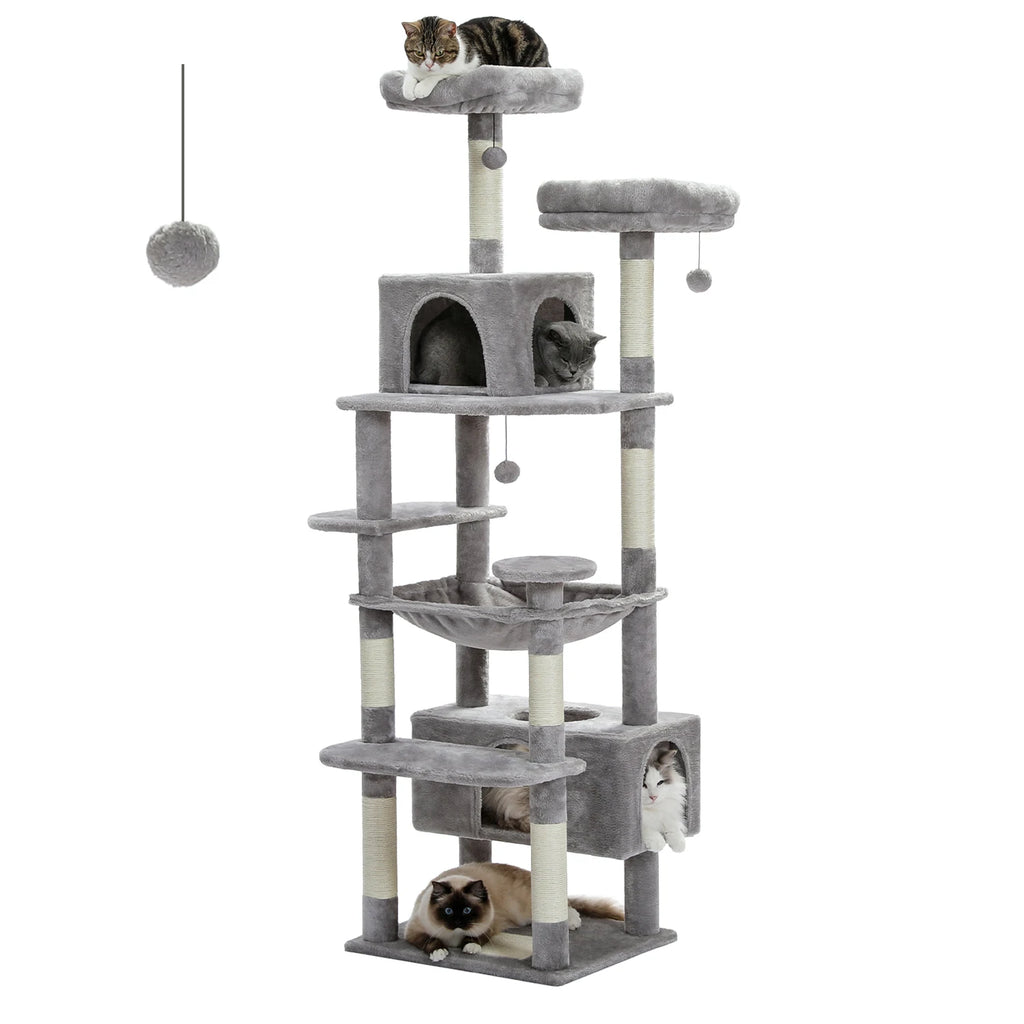 Large Cat Tree with Hammock & Scratching Posts for Indoor Cats