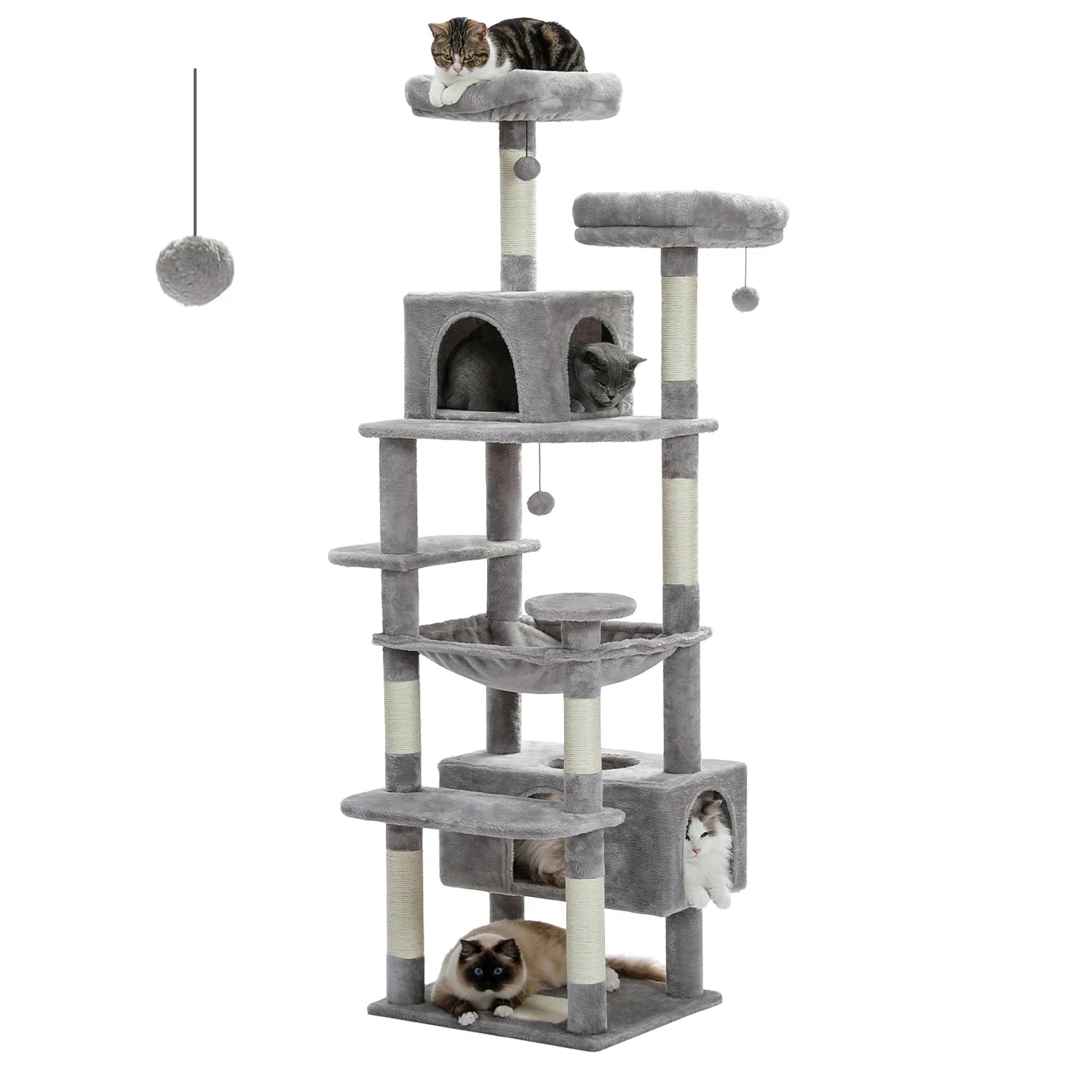 Large Cat Tree with Hammock & Scratching Posts for Indoor Cats