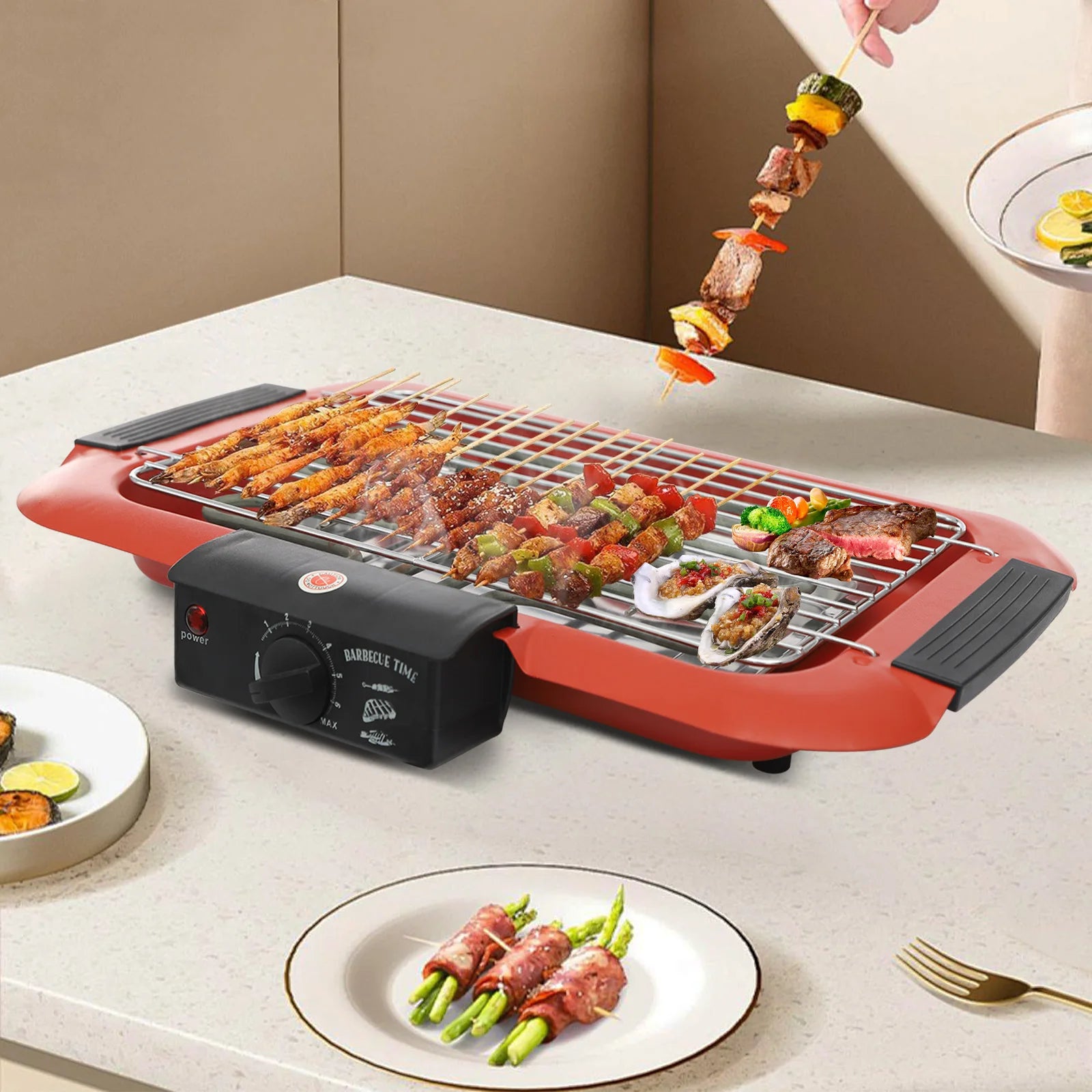 Stainless Steel Electric Table Grill with Adjustable Temp