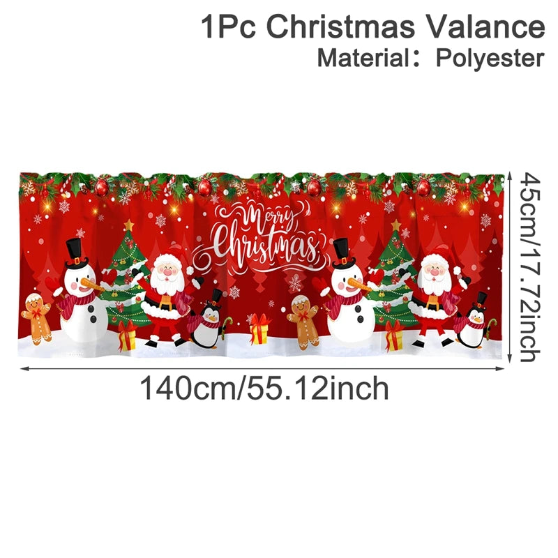 Christmas Curtain Valance - Festive Rod Pocket Window Treatment
