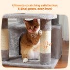 Large Cat Tree with Hammock & Scratching Posts for Indoor Cats