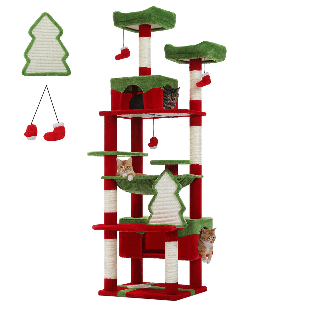 Large Cat Tree with Hammock & Scratching Posts for Indoor Cats