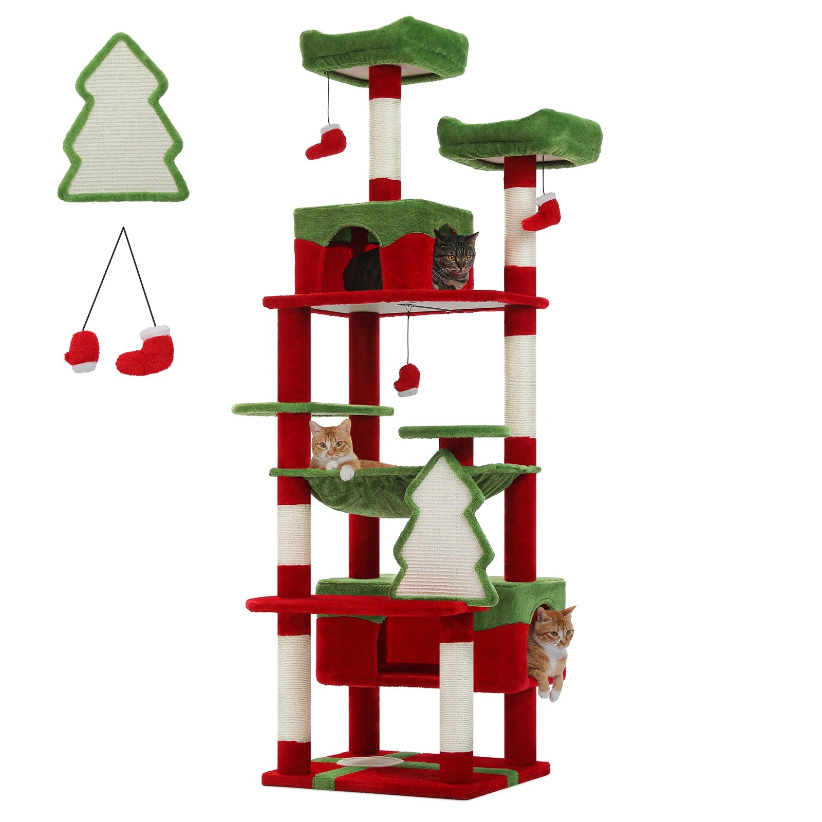 Large Cat Tree with Hammock & Scratching Posts for Indoor Cats