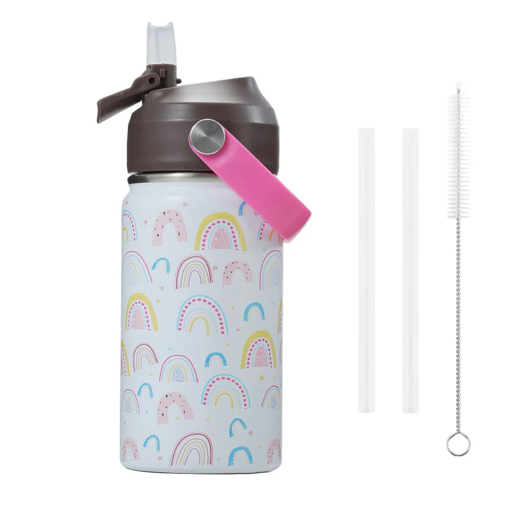 Kids Insulated Water Bottle with Straw - 360ML Stainless Steel