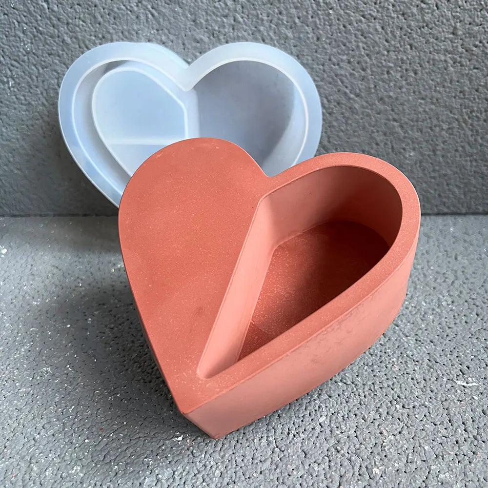 Heart Shaped Silicone Mold for Planters and Candles