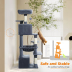Large Cat Tree with Hammock & Scratching Posts for Indoor Cats