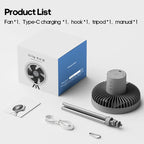 10,000mAh Portable Camping Fan with LED Light & Power Bank