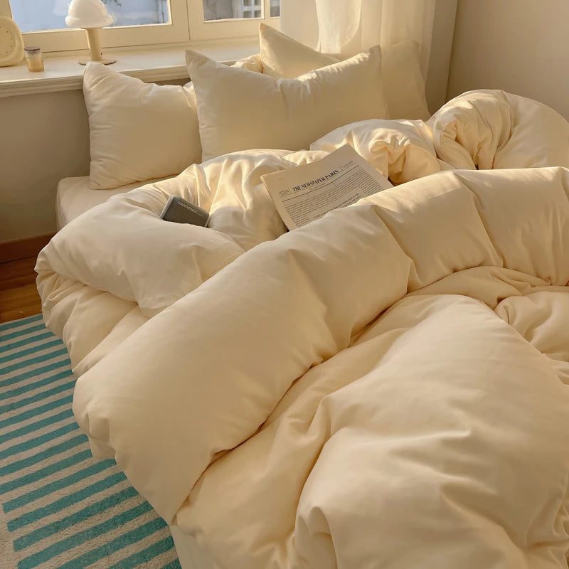 4-Piece Cotton Bedding Set - Duvet Cover & Pillowcases