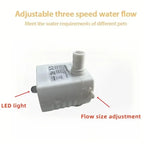 Silent USB Pet Water Fountain Pump with LED Light