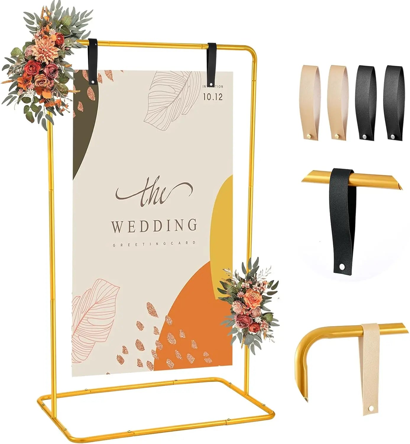 Heavy Duty Wedding Welcome Sign Stand with Leather Straps