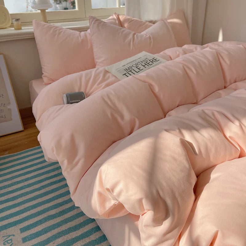 4-Piece Cotton Bedding Set - Duvet Cover & Pillowcases