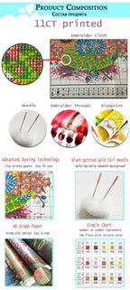 Cartoon Cat Embroidery Kits - Cross Stitch Starter Kit for All Ages