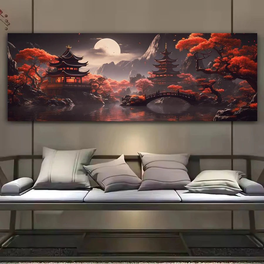 Large DIY Diamond Art Painting Kit - Scenic Moon Pavilion