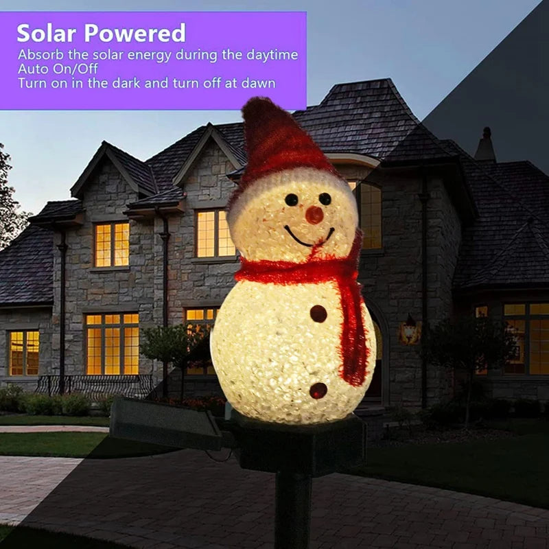 Solar Snowman Christmas Lights for Outdoor Patio and Lawn Decoration
