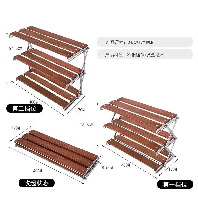 3-Tier Wooden Desk Organizer Shelf | Dorm Desk Space-Saving Holder | Aesthetic Foldable Storage Stand