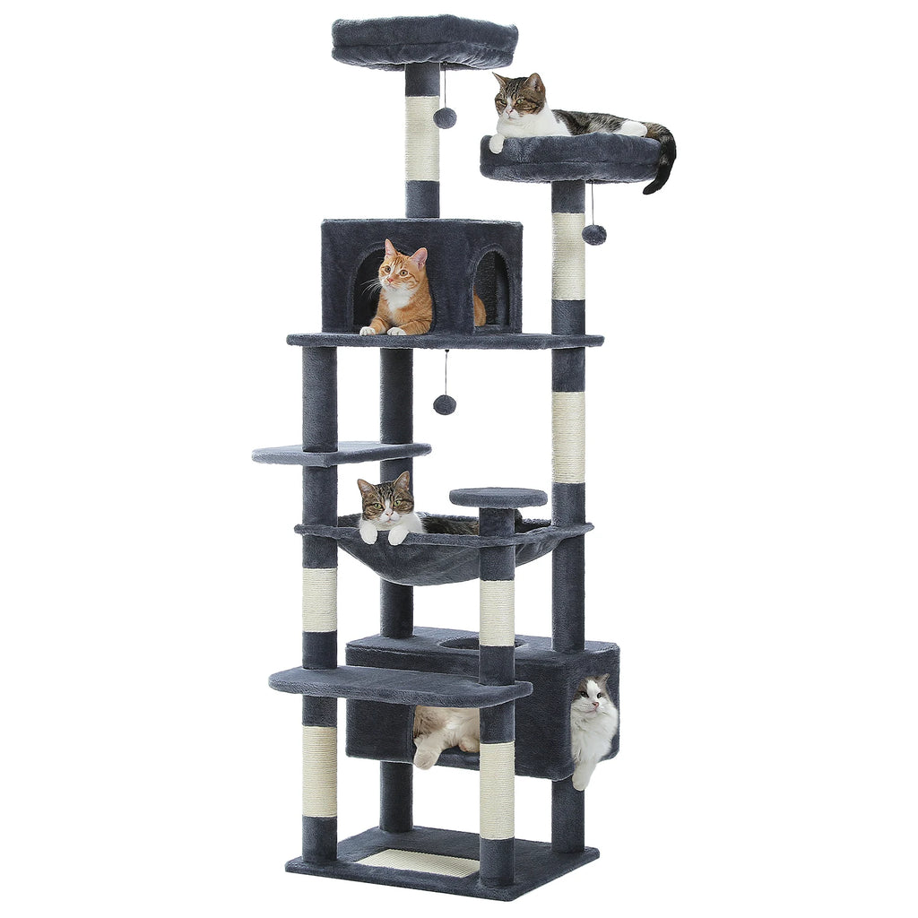 Large Cat Tree with Hammock & Scratching Posts for Indoor Cats