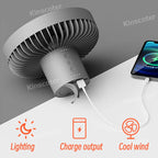 10,000mAh Portable Camping Fan with LED Light & Power Bank