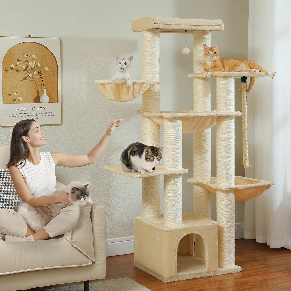 Multi-Level Cat Tree with Scratching Posts for Large Cats
