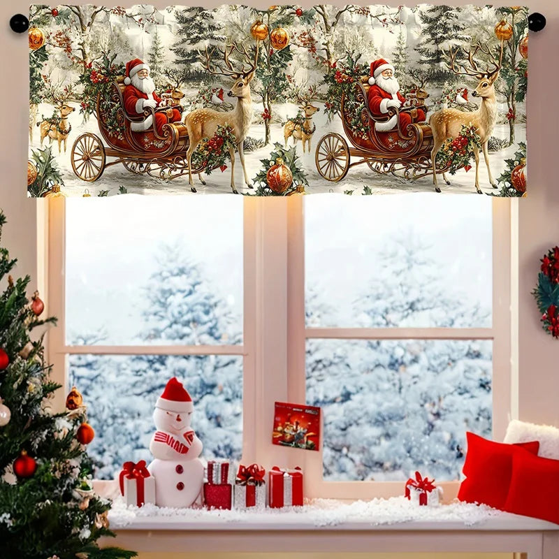 Christmas Curtain Valance - Festive Rod Pocket Window Treatment