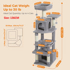 Large Cat Tree with Hammock & Scratching Posts for Indoor Cats