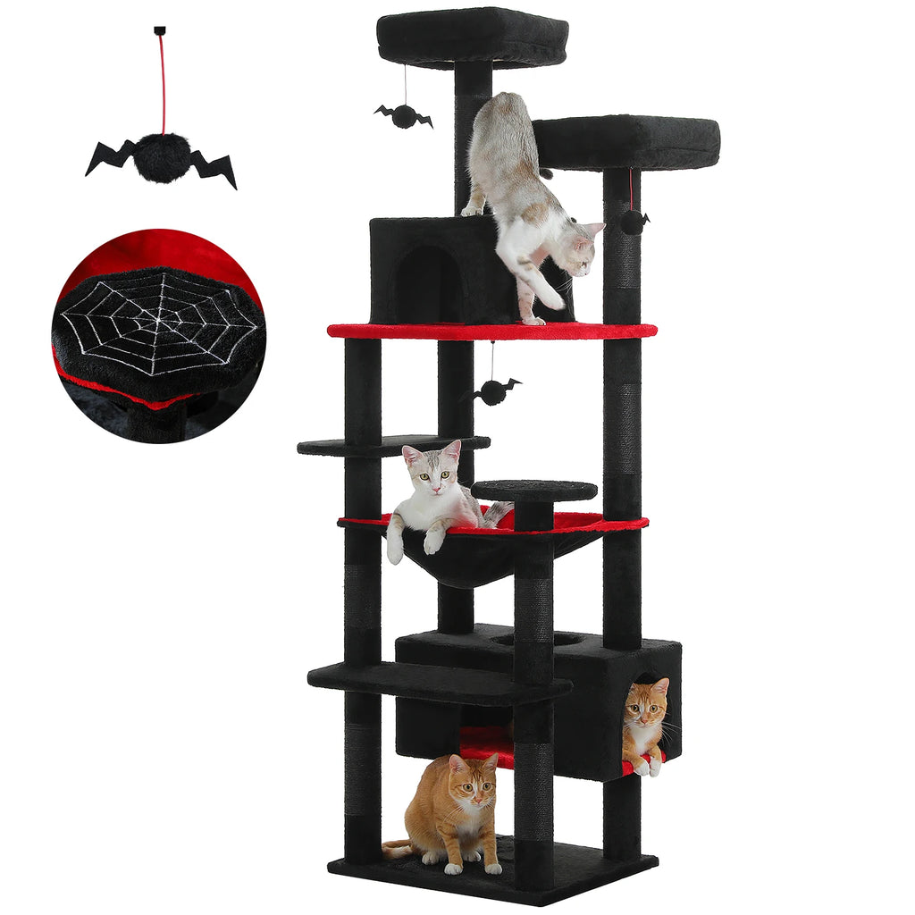 Large Cat Tree with Hammock & Scratching Posts for Indoor Cats