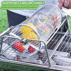 360° Rotating Stainless Steel BBQ Grill Basket with Handle