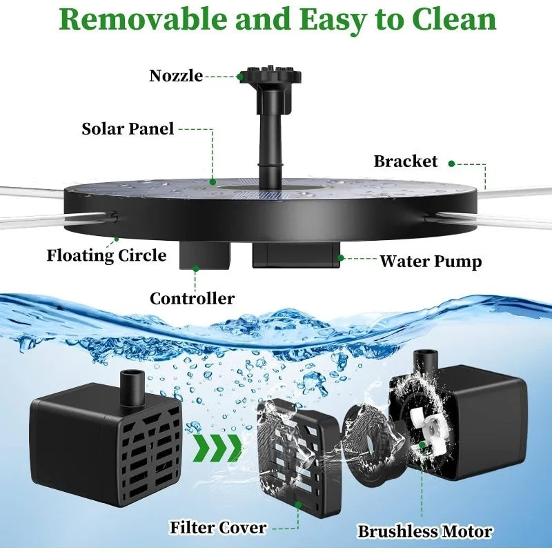 Solar Fountain Pump with 2.5W Eco-Friendly Panel