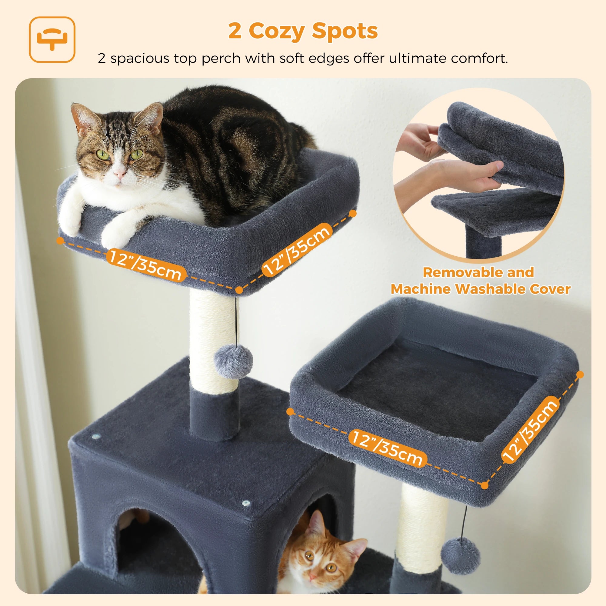 Large Cat Tree with Hammock & Scratching Posts for Indoor Cats