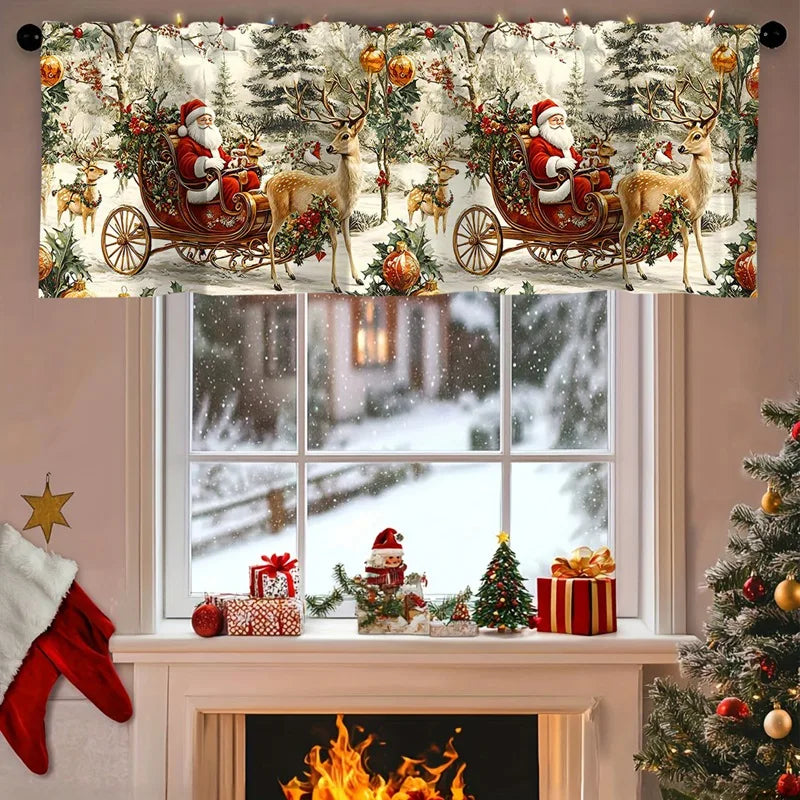 Christmas Curtain Valance - Festive Rod Pocket Window Treatment