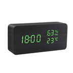 Voice Control LED Wooden Alarm Clock - USB/AAA Powered