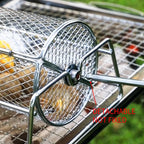 360° Rotating Stainless Steel BBQ Grill Basket with Handle