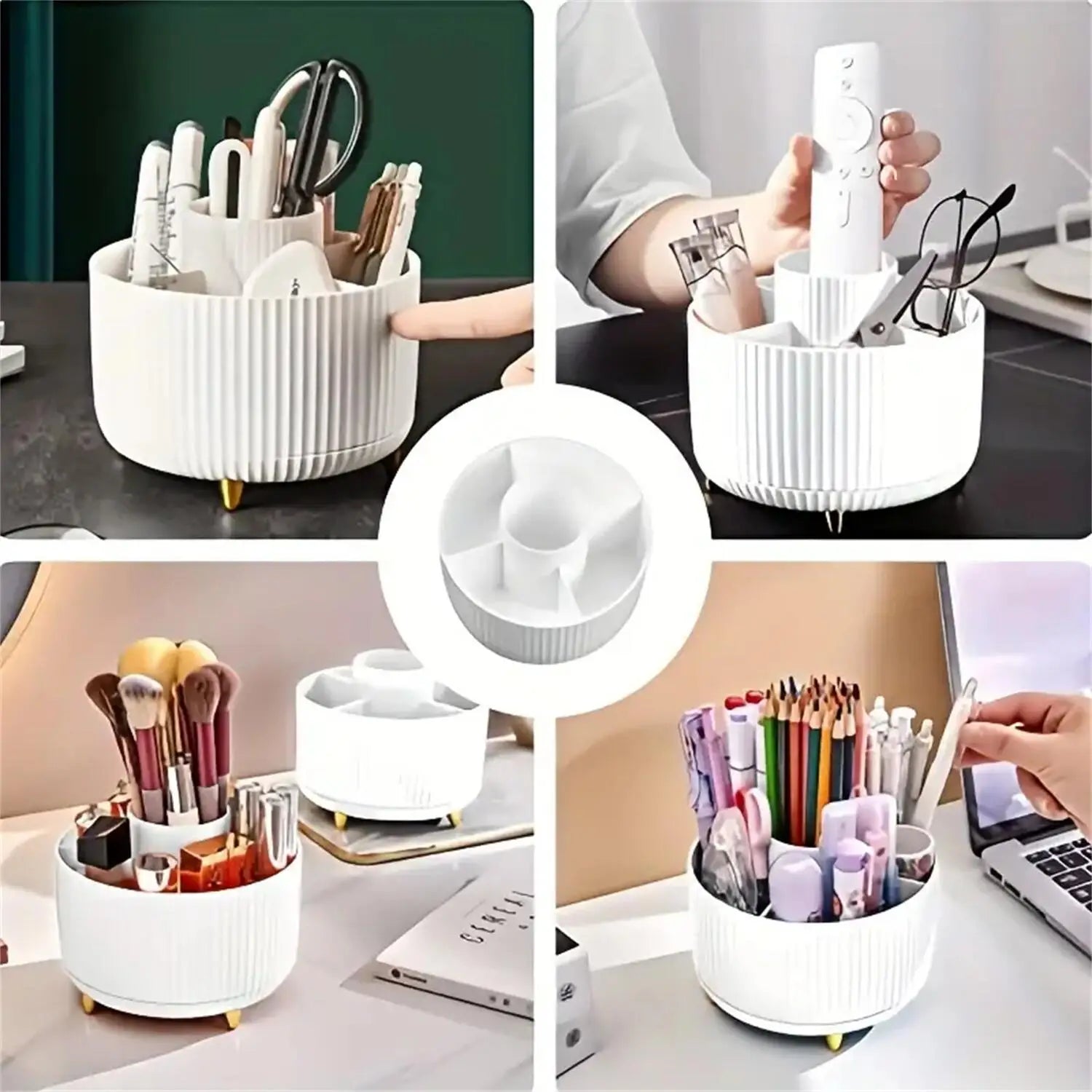 360° Rotating Makeup Organizer | Vanity & Desk Storage | Aesthetic Cosmetic Holder