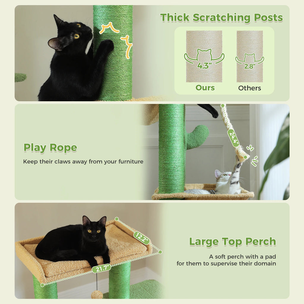 Multi-Level Cat Tree with Scratching Posts for Large Cats