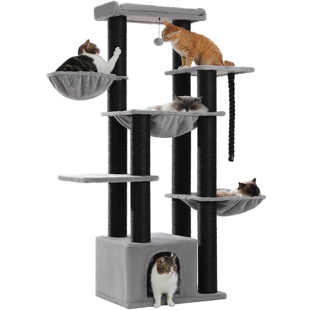 Multi-Level Cat Tree with Scratching Posts for Large Cats