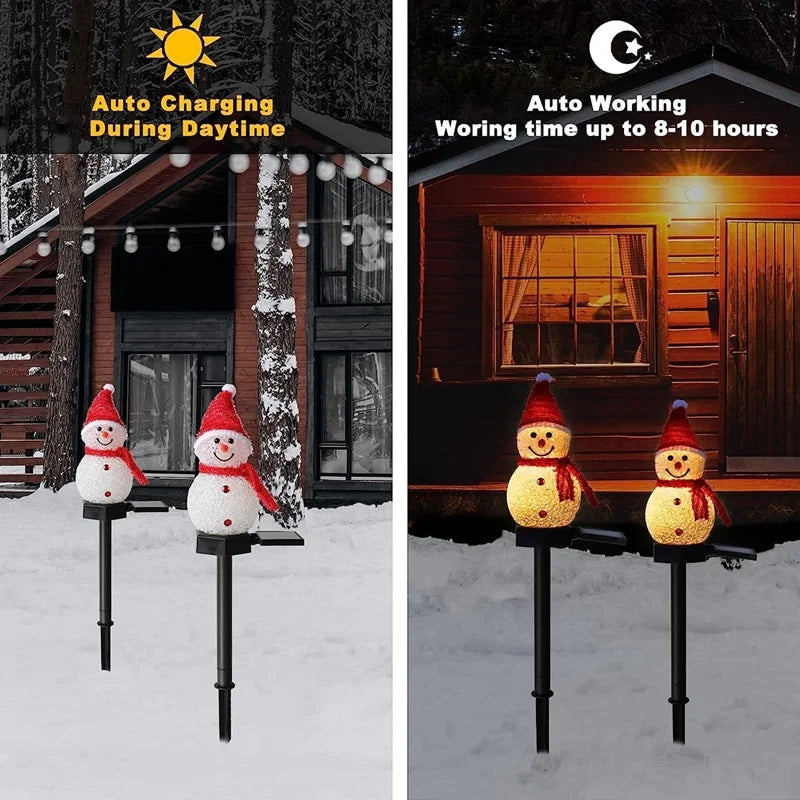 Solar Snowman Christmas Lights for Outdoor Patio and Lawn Decoration