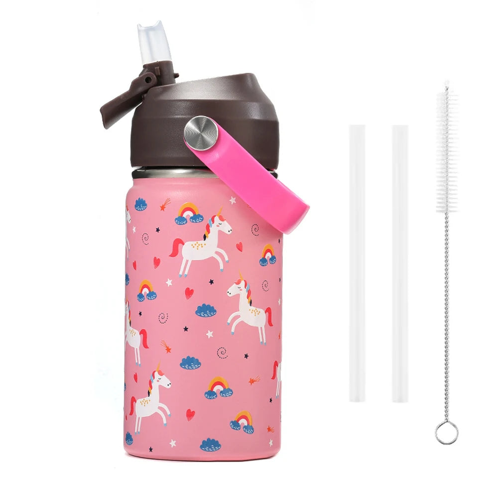 Kids Insulated Water Bottle with Straw - 360ML Stainless Steel
